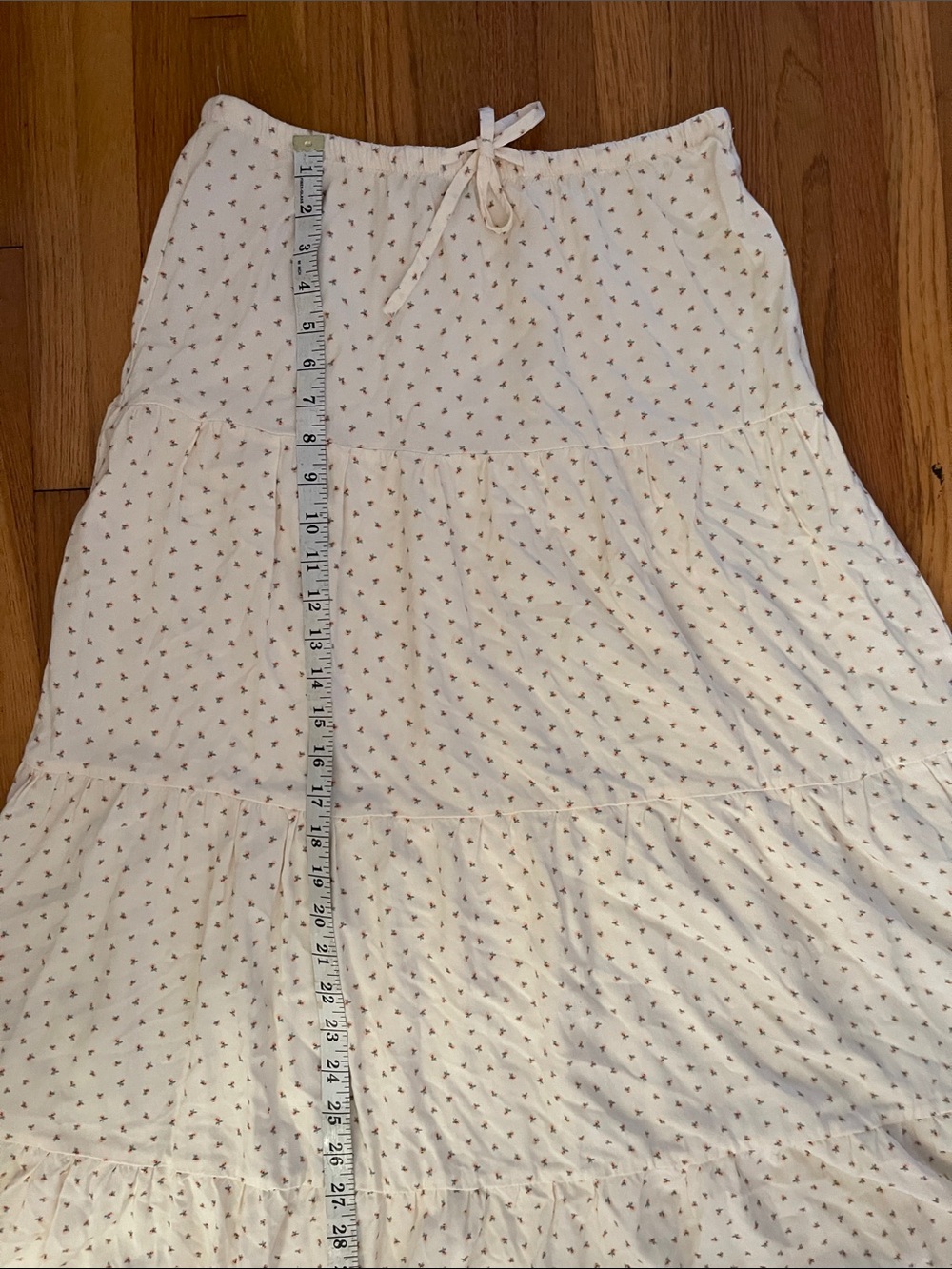 Brandy Melville Cream Tiered Maxi Skirt with Tiny Dot Pattern - Picture 2 of 8